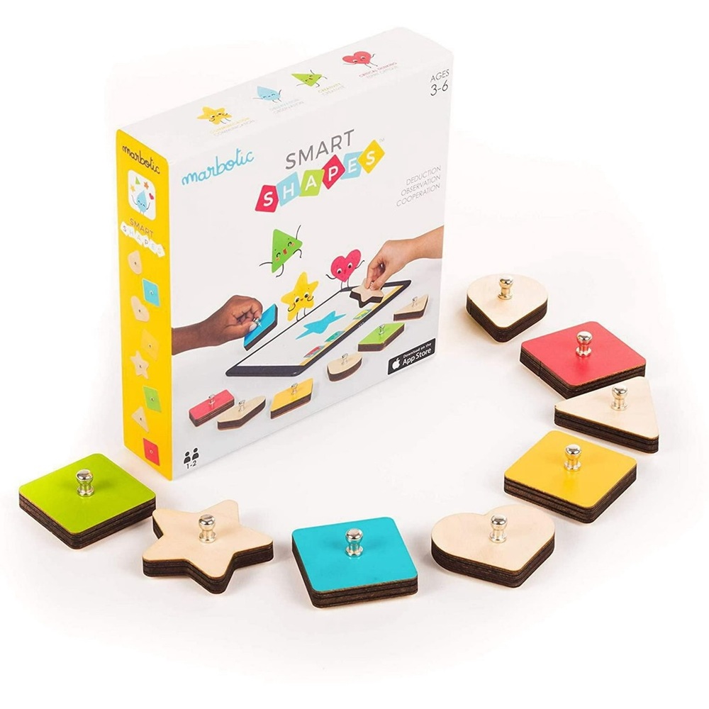 Marbotic Smart Shapes Interactive Wooden Blocks – Ages 3–6 | iPad Learning Toy